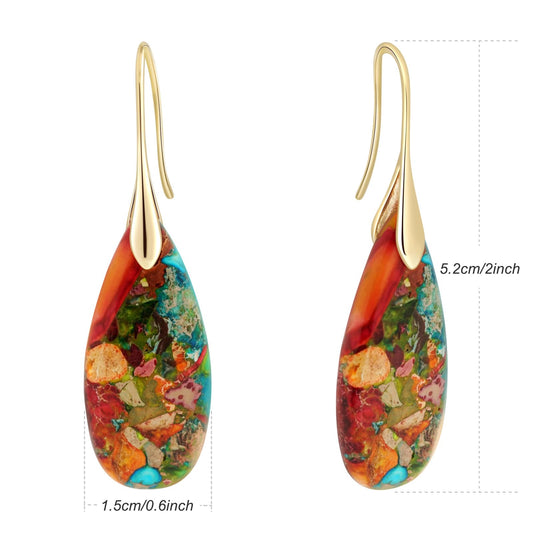 Natural Stone Teardrop Dangle Earrings for Women